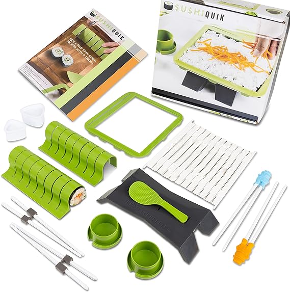  SushiQuik, Sushi Making Kit, BEST Sushi Kit for Beginners  and Kids, FULL Kit Includes Rice Spreading Training Frame, Sushi Rolling  Kit